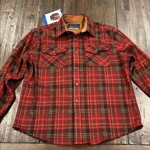 Jachs Red and Black Plaid Men's Shirt